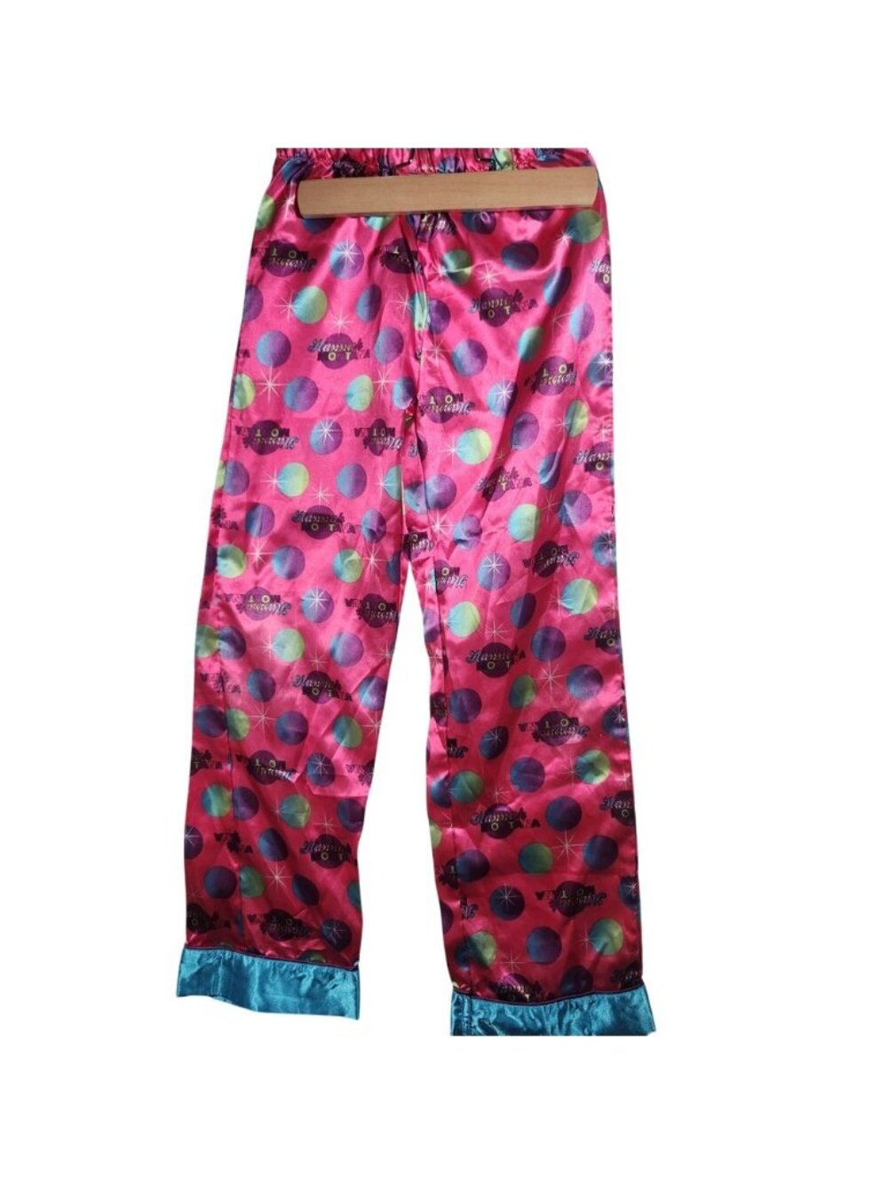 Disney Hannah Montana Pink Satin Pajama Pants Girls Size S 7/8 Y2K Pop Star PJ